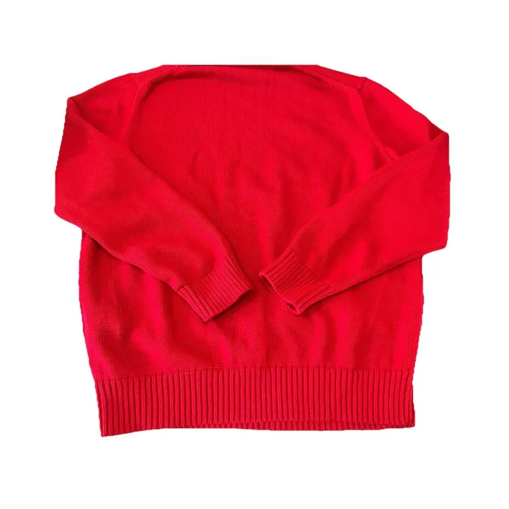 Ralph Lauren Red Crewneck Sweater with Blue Pony